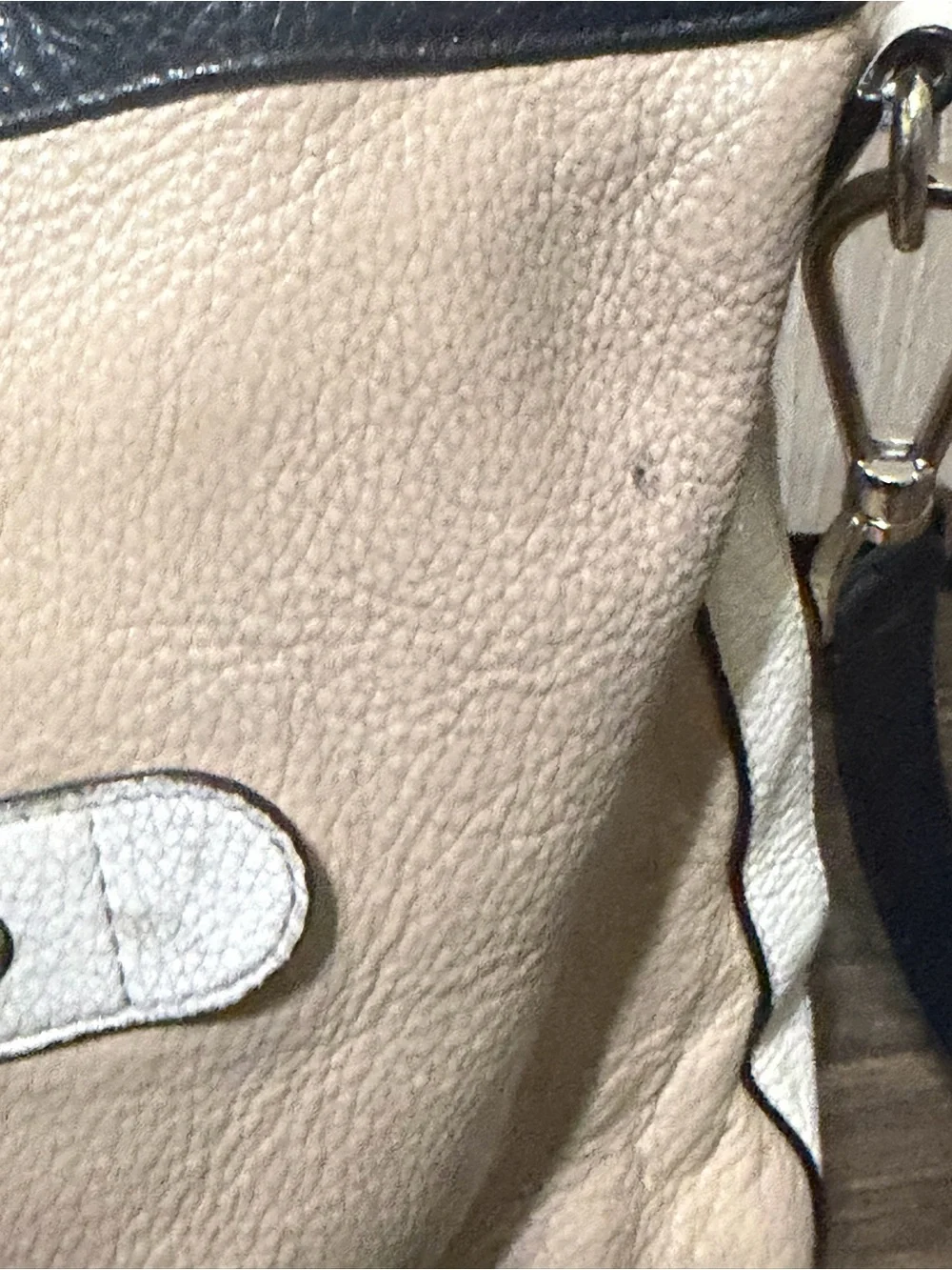 Coach Two-Tone Pebble Leather Shoulder Bag - Beige and Black